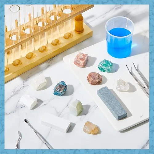 Vista 5 de Kit de prueba de dureza Mohs de Landical, kit de dureza mineral de 11 piezas incluye 9 especímenes de rocas minerales y 2 placas de rayado