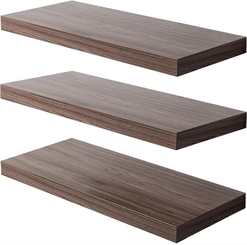 Vista 17 de Juego de 3 estantes flotantes negros de 24 pulgadas de ancho x 10 pulgadas de profundidad x 1 pulgadas de alto, estante de pared flotante de madera