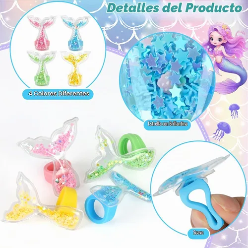 Vista 3 de 24Pcs Mermaid Tails Cupcake Ring Toppers Under the Sea Cupcake Topper for Mermaid theme Birthday Party Cake Decorations Baby Shower Weeding