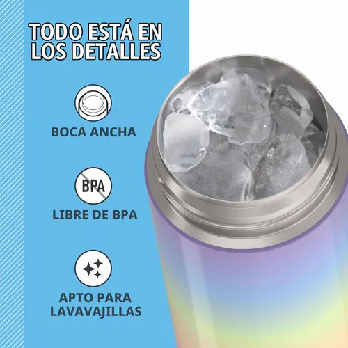 Vista 5 de THERMOS FUNTAINER Botella de agua con boquilla, 16 onzas, nube arcoíris