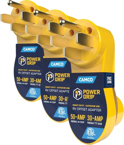 Vista 10 de Camco Power Grip - Adaptador eléctrico de compensación - Adaptador de corriente RV de 50 amperios a 30 amperios - Diseño de compensación