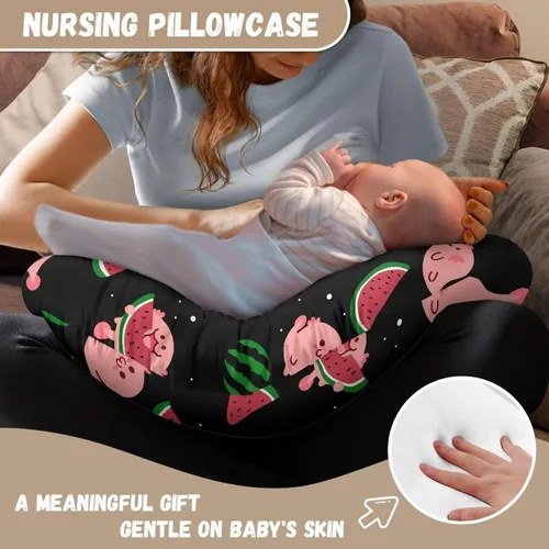 Vista 5 de Funda de almohada de lactancia Axolotl Sandía para almohadas de lactancia materna, funda de almohada de lactancia para recién nacido, se adapta a