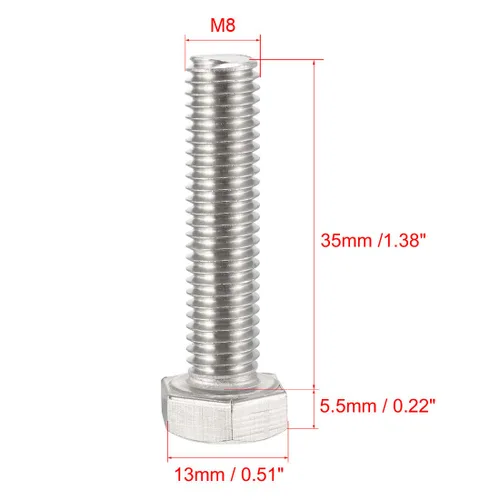 Vista 2 de uxcell M8x35mm Tornillos hexagonales 304 Perno de tornillo hexagonal de acero inoxidable 10pcs