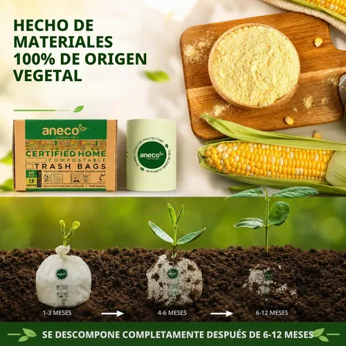 Vista 3 de ANECO Bolsas compostables para residuos de alimentos de 13 galones, 50