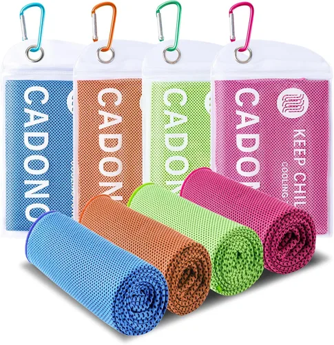 Vista 10 de Paquete de 4 toallas refrescantes (40 x 12 pulgadas), toalla de frío suave y transpirable, toalla de hielo, toalla de microfibra para yoga