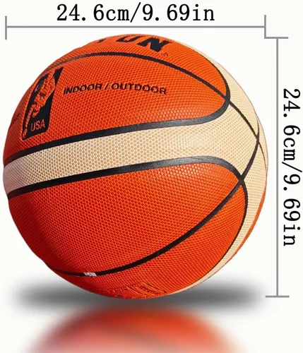 Vista 9 de Basketball, Adult Size 7, 12 Panel, 2-Tone Design, 29.6inches, Orange/Yellow, Indoor/Outdoor Play, 1 Pack