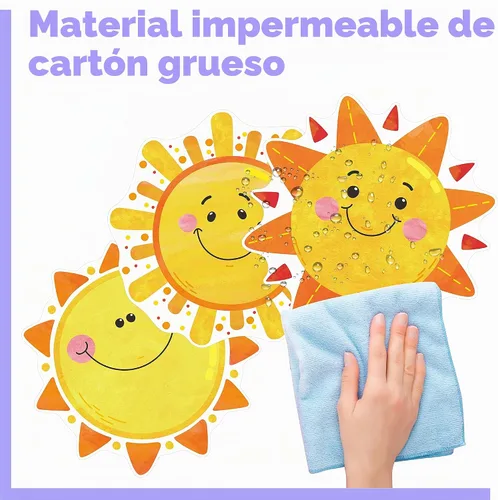 Vista 4 de 60 piezas de recortes de sol, 10 diseños de decoración de tablón de anuncios, recortes de sol, manualidades, proyectos de primavera, verano