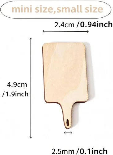 Vista 3 de 30 piezas de mini tabla de cortar de madera con asa, tabla de cortar en blanco de madera sin terminar, tabla de cortar de paleta pequeña tabla