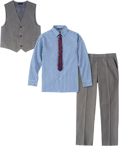 Vista 2 de IZOD Conjunto de 4 piezas para niños con camisa de vestir con cuello, corbata, chaleco y pantalones