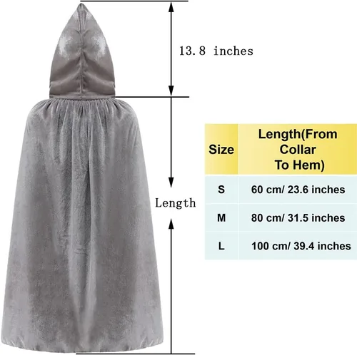 Vista 7 de Kids Hooded Velvet Cloak Robe Halloween Cosutme Cape Fancy Cosplay Costumes 3 to 16 Years