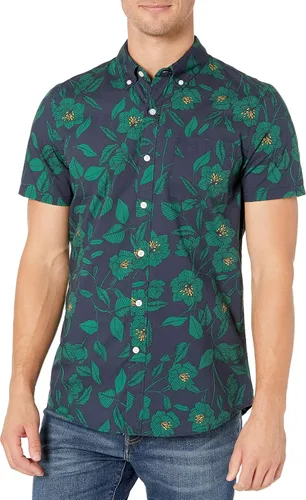 Vista 2 de Tienda Brand Goodthreads - Camisa de popelina estampada de corte ajustado y manga corta para hombre