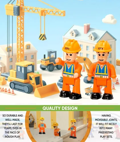Vista 5 de FUNERICA Figuras de juguete para trabajadores de la construcción, figuras de personas en miniatura, paquete de 4