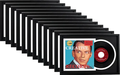 Vista 8 de Creative Picture Frames Marco de disco individual de vinilo de 7 pulgadas con doble paspartú negro y negro de 6 7/8 pulgadas y cubierta de 7 x 7
