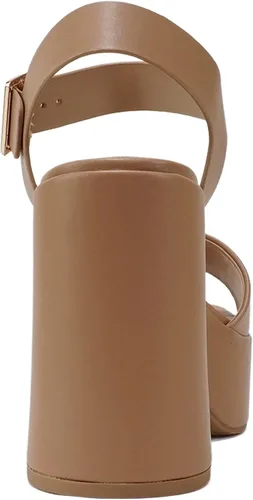 Vista 2 de Soda Launch Sandalias de tacón alto grueso con plataforma y correa al tobillo para mujer