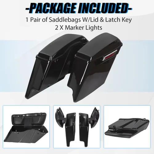 Vista 6 de ECOTRIC - Alforjas rígidas extendidas de 5 pulgadas para maletero, compatibles con todos los modelos Harley Davidson Road King Glide Softail Touring