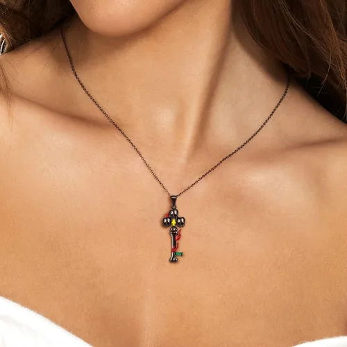 Vista 2 de AIEGNOS Skull Necklace for Men Women 925 Sterling Silver Black Gold Skull Gothic Punk Necklaces Jewelry for Unisex Couple Birthday Christmas Gifts