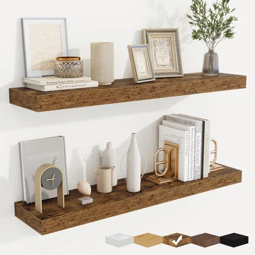 Vista 31 de fuqing Estantes flotantes para pared, estante flotante de madera montado en la pared con soportes invisibles para sala de estar, baño, dormitorio