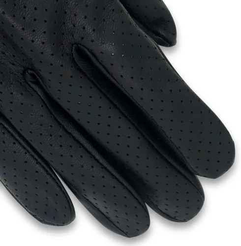 Vista 5 de ZLUXURQ Guantes de conducción de cuero de malla completa para hombre, sin forro, suave y fina piel de cordero italiana