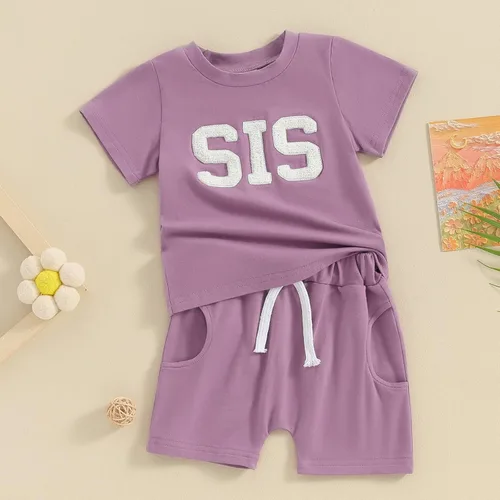 Vista 3 de FIOMVA Conjunto de 2 piezas a juego para hermana pequeña, ropa de verano para niña pequeña