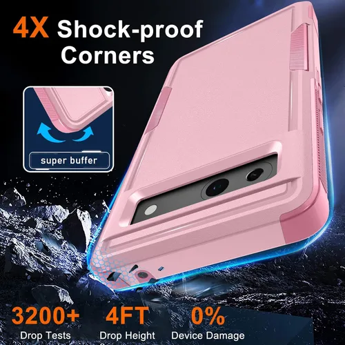 Vista 4 de Funda para Google Pixel 7A, Funda Protectora de Teléfono de Cuerpo Completo Resistente de Trabajo Pesado Robusta a Prueba de Golpes con Correa