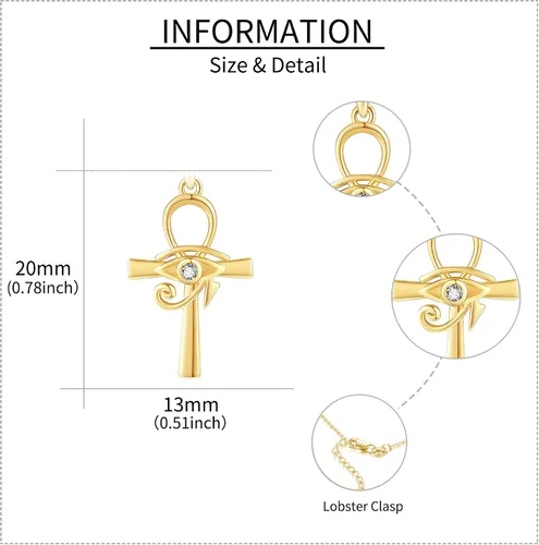 Vista 3 de 14K Gold Cross NecklaceEvil EyeMoon and StarTree of LifeBlack Cat Pendant Necklace Christian Confirmation Jewelry Gifts for Women Girls