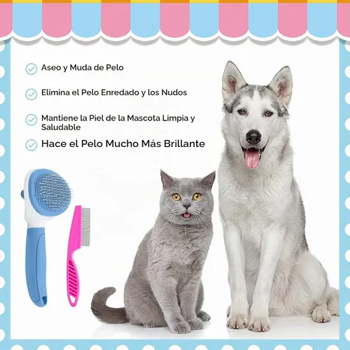 Vista 4 de Cepillo Deslizante de Autolimpieza, Cepillos para Gatos de Interior con Peine de Metal, Cepillos de Pelo para Perros y Gatos para Mudanza de Pelo