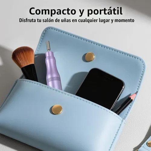 Vista 9 de Kit profesional de taladro de uñas eléctrico, juego de herramientas de manicura de lima de uñas inalámbrica 5 Adjustable Speed, Rechargeable Púrpura