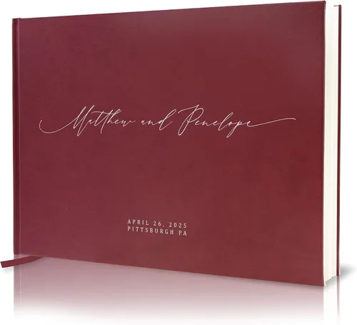 Vista 20 de MUUJEE Libro de visitas personalizado con brillo bronce - Libro de invitados moderno personalizado de alta calidad para recepción de boda, fiesta