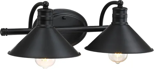 Vista 9 de 2 Light Bathroom Vanity Light Over Mirror - Black and Gold Farmhouse Wall Light for Bathroom Vanity Powder Room, Rustic Gooseneck Barn Style 2 Bulb