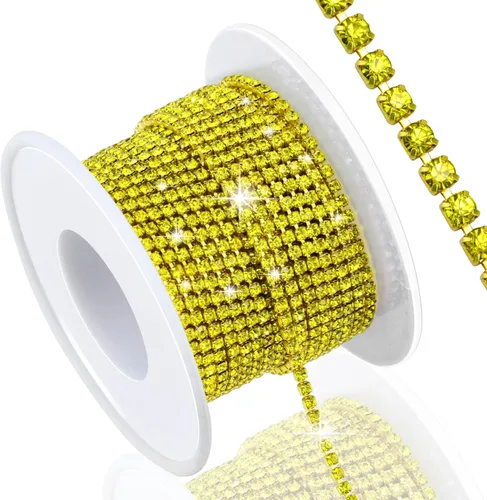 Vista 11 de Dowarm Cadena de cierre de diamantes de imitación de cristal de 10 yardas de 0.079 pulgadas para coser Crocs zapatos, ropa, vasos, cadena de Azul