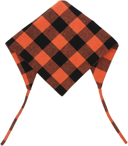 Vista 3 de Bandana de otoño para perro, otoño, Acción de Gracias, Halloween, a cuadros, reversible, triangular, bufanda