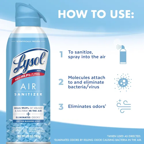 Vista 5 de Lysol Air - Desinfectante en aerosol con eliminador de olores para el hogar y la oficina, aerosol desinfectante, alternativa a ambientador, aroma a