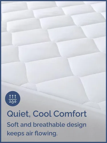 Vista 3 de Protector de colchón acolchado tamaño individual - Blanco Elastic Fitted Mattress Topper & Cover, Breathable, Soft, Low Profile Top Cover with
