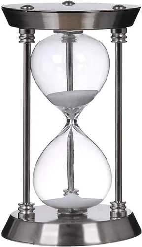Vista 3 de Bellaware - Reloj de arena de metal de 60 minutos, reloj de arena decorativo de gran tamaño (bronce)