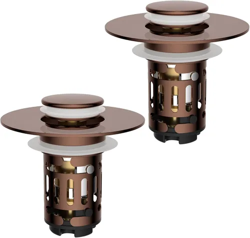 Vista 17 de Hibbent Colador de drenaje de lavabo de baño 3 en 1 mejorado, tapón universal desplegable con cesta de filtro de acero inoxidable extraíble atrapa