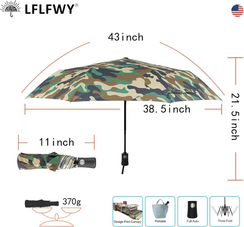 Vista 5 de LFLFWY Travel Umbrella Compact folding Umbrella, Strong Durable Windproof Umbrella for Rain, Automatic Open and Close
