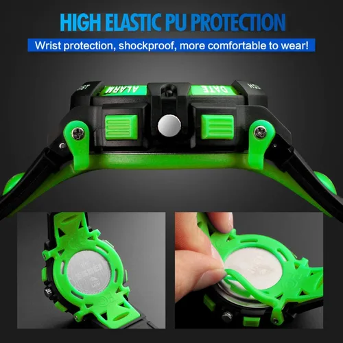 Vista 7 de eYotto Kids Sports Watch Waterproof Boys Multi-Function Analog Digital Wristwatch LED Alarm Stopwatch