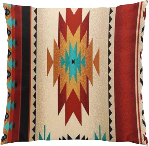 Vista 4 de Beauty Boudoir - Funda de cojín rectangular decorativa para el hogar, con estampado de tela tribal, color marrón, con cremallera oculta, 12 x 20