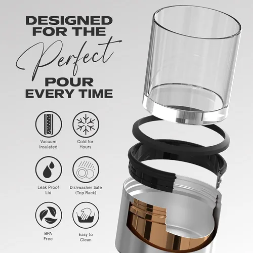 Vista 3 de asobu - Vaso de whisky con funda aislada de acero inoxidable, 10.5 onzas Negro