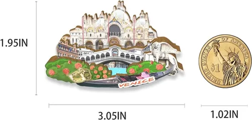 Vista 3 de Italia Venecia imán de nevera de madera 3D monumentos de viaje coleccionables recuerdos decoración hecha a mano