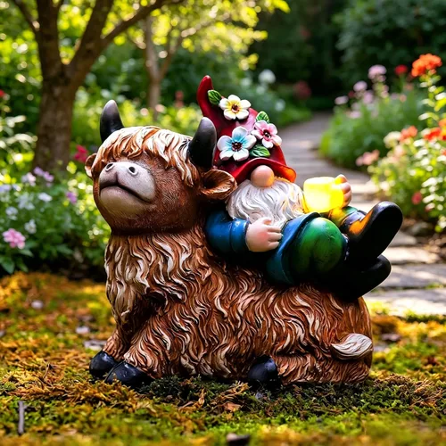 Vista 7 de Estatua solar de gnomo de jardín con luces, decoración al aire libre Gnome