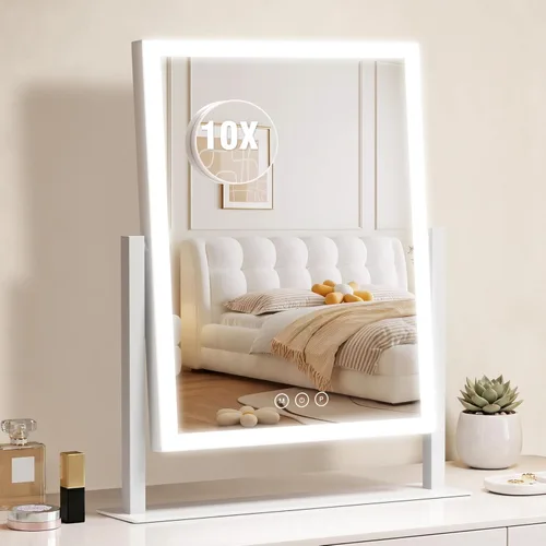 Vista 9 de Acoolda Espejo de tocador con luces, espejo de maquillaje Hollywood con 9 bombillas LED regulables, 3 modos de iluminación de color, aumento