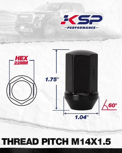 Vista 2 de KSP 14X1.5 Juego de tuercas de rueda para Silverado Sierra 6 Lug Stock Aluminio Llanta, 24 piezas de tuercas de rueda OEM negras cromadas