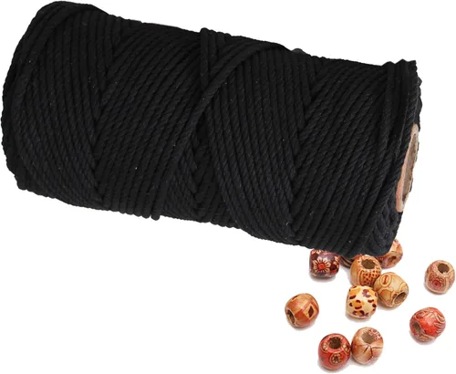 Vista 9 de Cordón de macramé beige de 0.078 pulgadas x 220 yardas, cuerda de algodón torcido de 4 hebras natural para colgar en la pared, manualidades, cordel