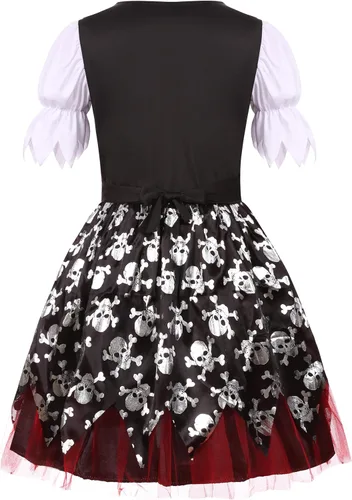Vista 5 de Cuteshower Disfraz de pirata para niñas, disfraz de Halloween, pirata, simulación de cosplay
