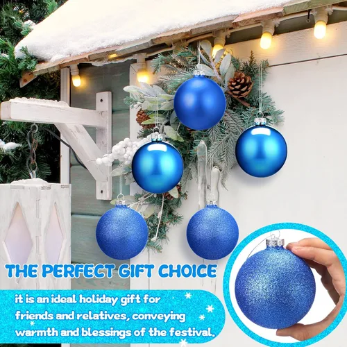 Vista 7 de Namalu 12 piezas 3.34" Adornos de bolas de Navidad de vidrio, adornos de bolas brillantes y mates, juego de adornos de bolas de árbol de Navidad