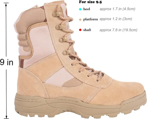 Vista 2 de RIELD Botas de trabajo tácticas militares para hombre, con cremallera lateral, botas de combate del ejército de la selva, 12
