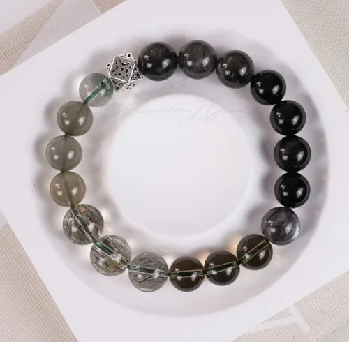 Vista 72 de Precious Gemstone Natural Crystal Healing Bracelet, Rutilated Quartz, Moonstone, Quartz Handmade Original Design Bracelet