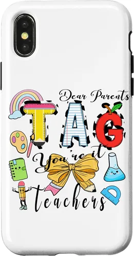 Vista 5 de Last Day of School Dear Parents Tag You're It Love Teachers Case for iPhone 16