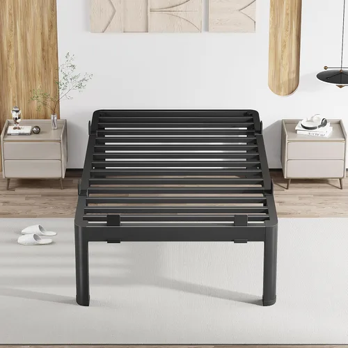 Vista 69 de MAF - Base de cama de plataforma de 14 pulgadas para cama individual con listones de madera, base de cama de metal resistente de 3500 libras